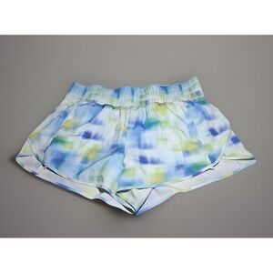 Avia Womens Watercolor Print Running Shorts Blue Green Large 12-14 AV16100150360